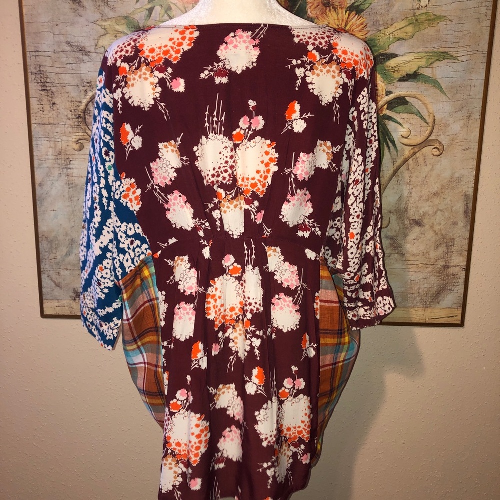 Sz XS/S Ivy Jane Floral & Plaid Patchwork Shirt - Picture 10 of 12